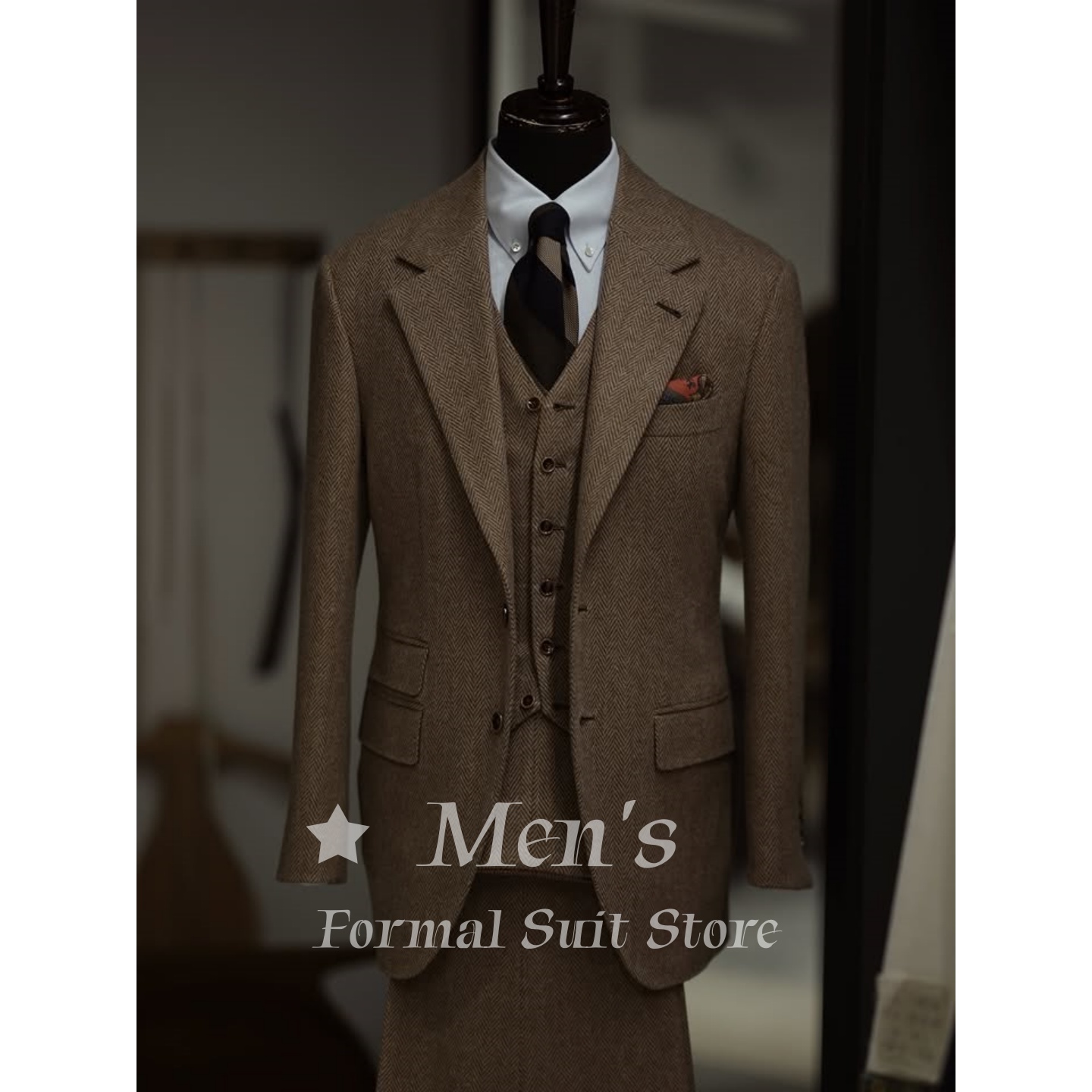 Fashion Mens Brown Herringbone - Men'S Grooming Daily 评论和价格