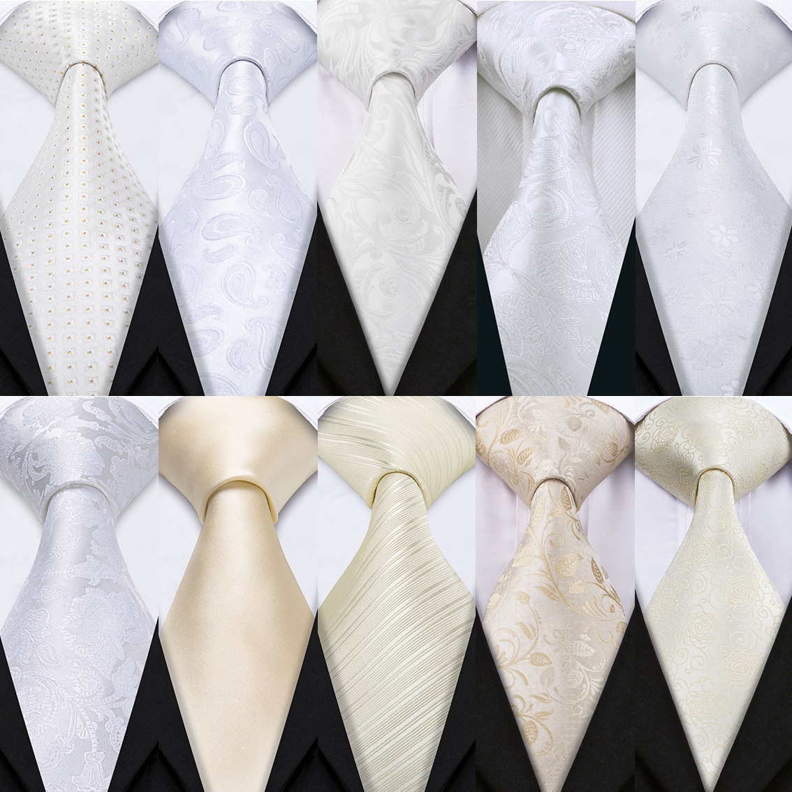 Fashion White Mens Wedding Tie - Mens Grooming Kit Gift 评论和价格