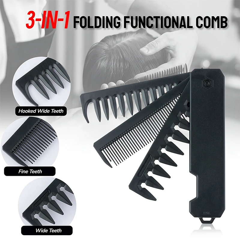 3-in-1 Folding Beard Comb for  - Mens Grooming Kit Gift 评论和价格