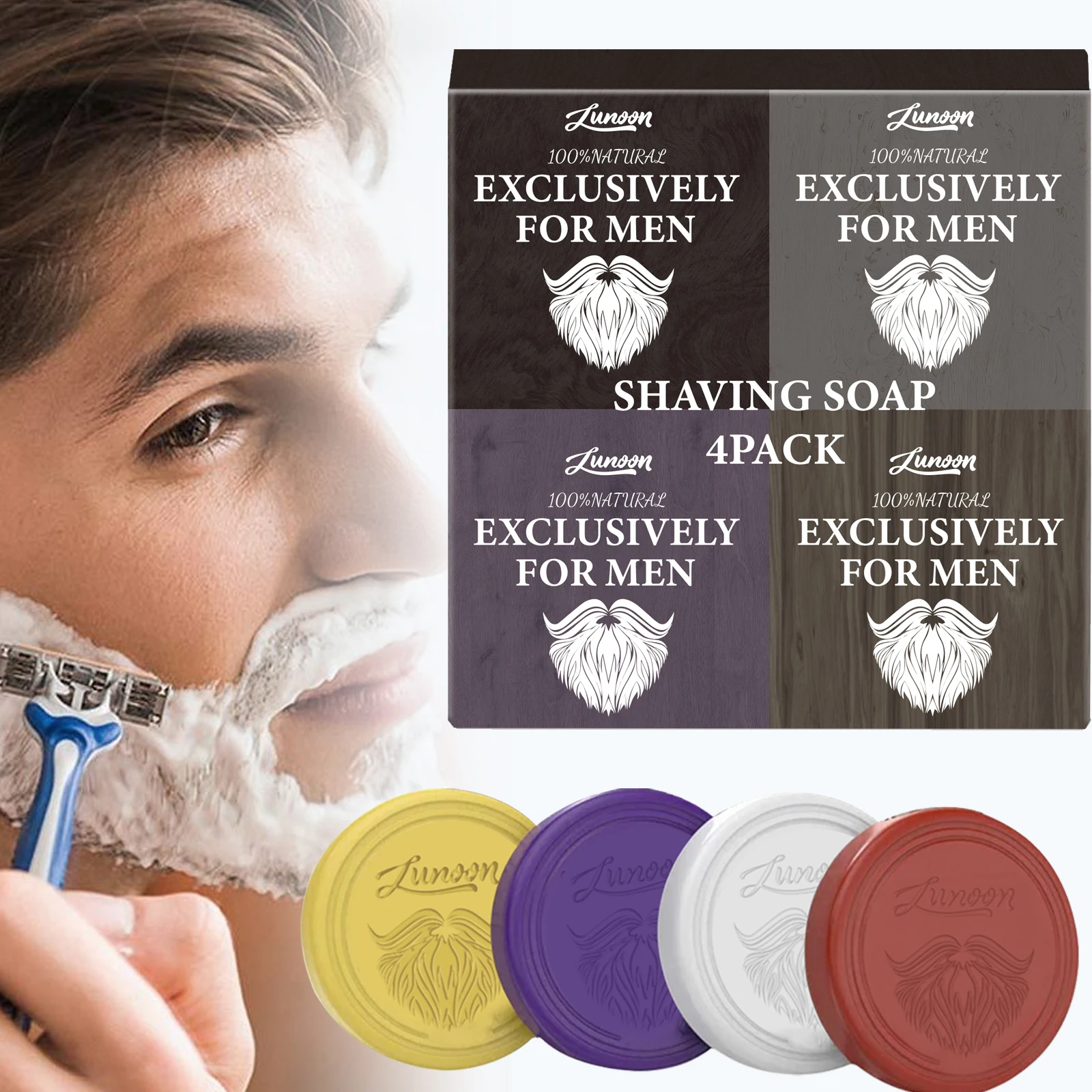 4/1pcs Mens Beard Shaving Soap - Men'S Beard Grooming 评论和价格