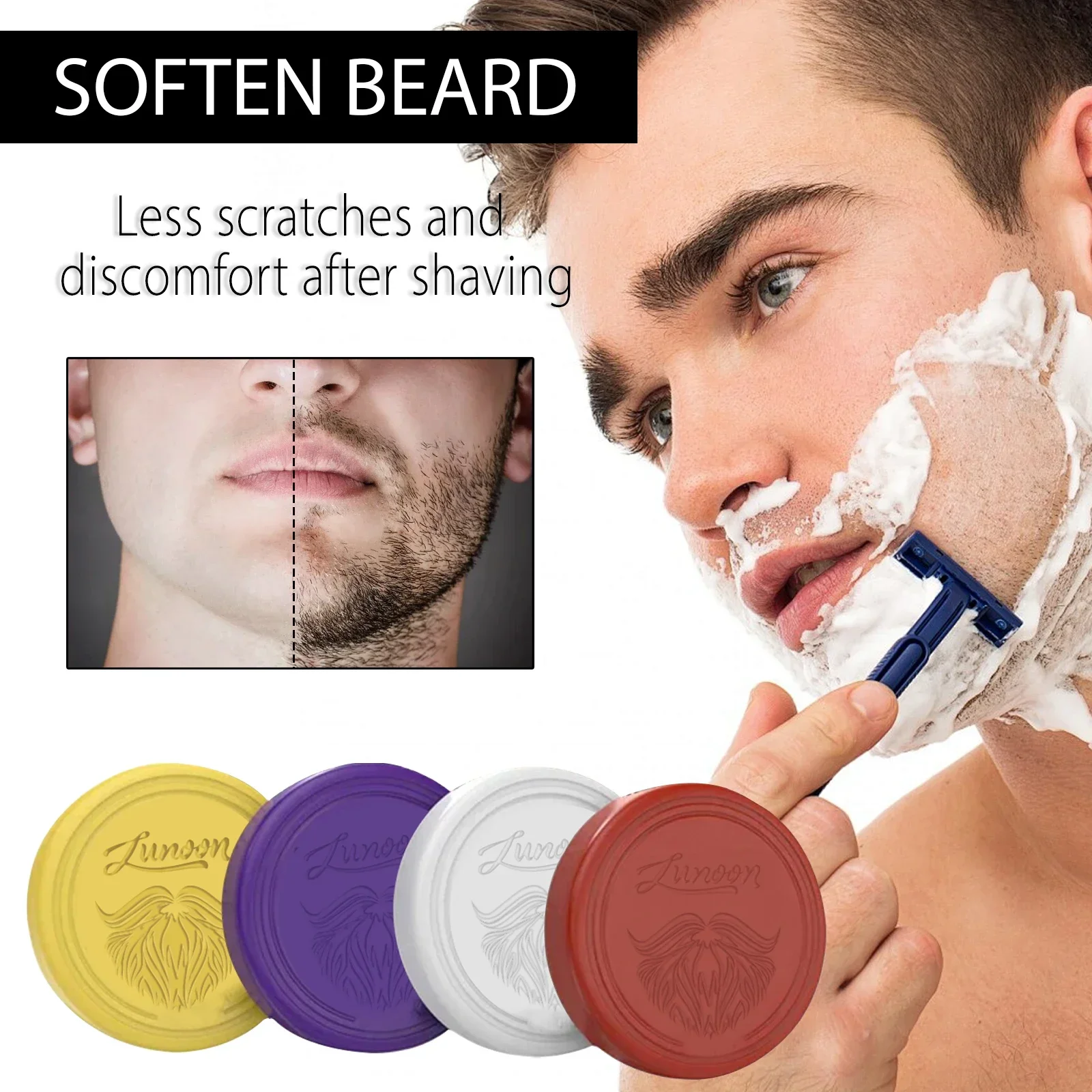 4/1pcs Mens Beard Shaving Soap - Men'S Beard Grooming 评论和价格