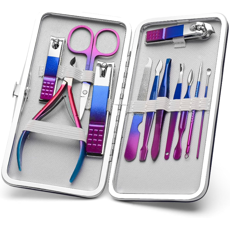 Manicure Set Nail Clippers Ped - Mens Grooming Kit Gift 评论和价格