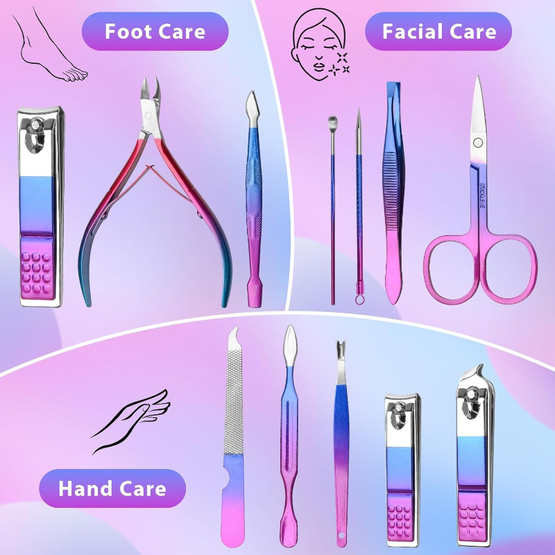 Manicure Set Nail Clippers Ped - Mens Grooming Kit Gift 评论和价格